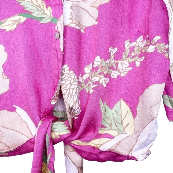 CYNTHIA ROWLEY NWT Tie Front Top and Pants Set Size Small in Pink Floral - Picture 8 of 14